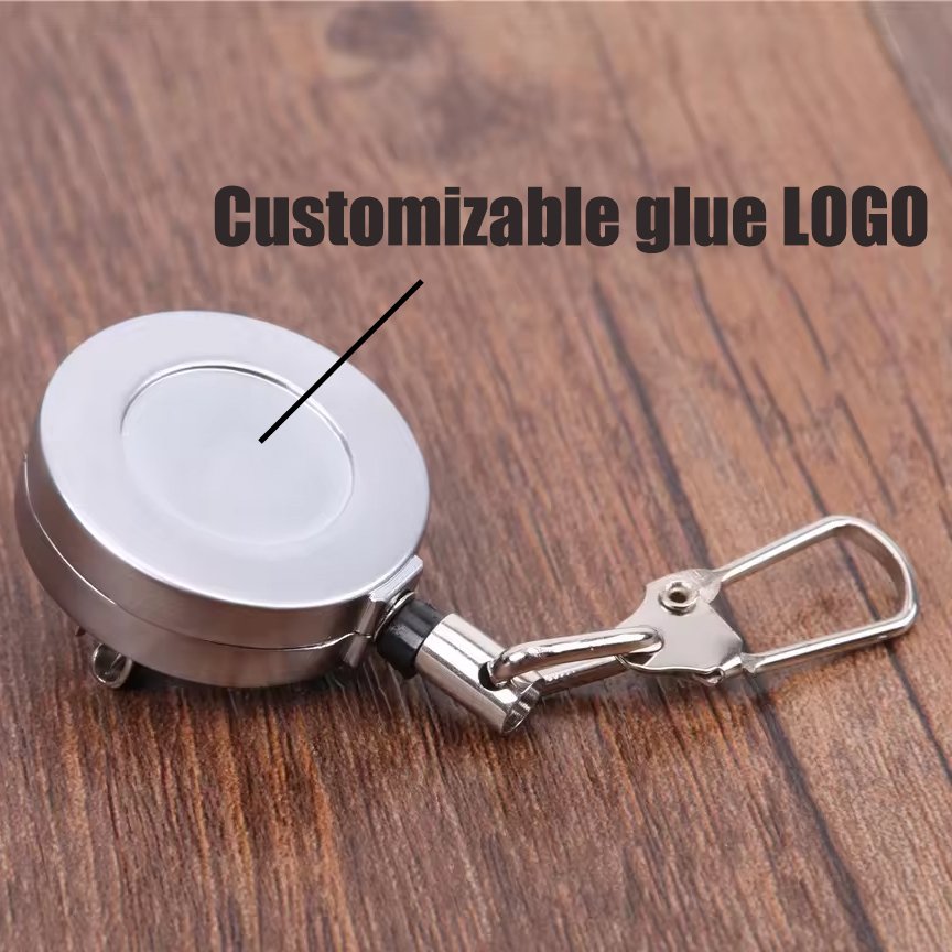 M-022 3CM Silver Black Brooch Fixed Metal YOYO Easy-Pull Button Badge Scroll Retractable Office Supplies