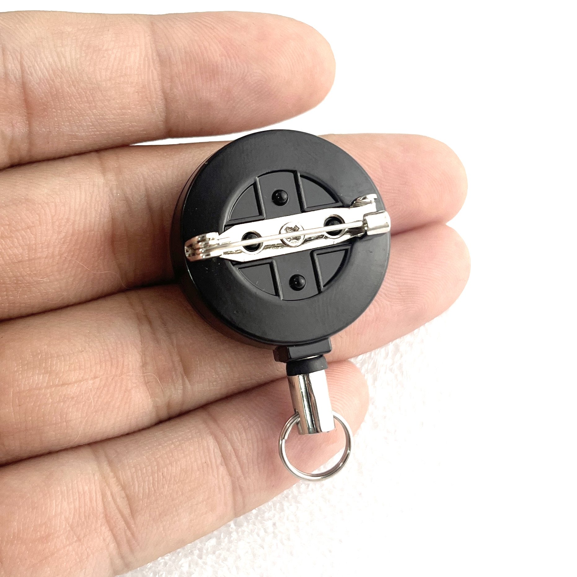 M-022 3CM Silver Black Brooch Fixed Metal YOYO Easy-Pull Button Badge Scroll Retractable Office Supplies