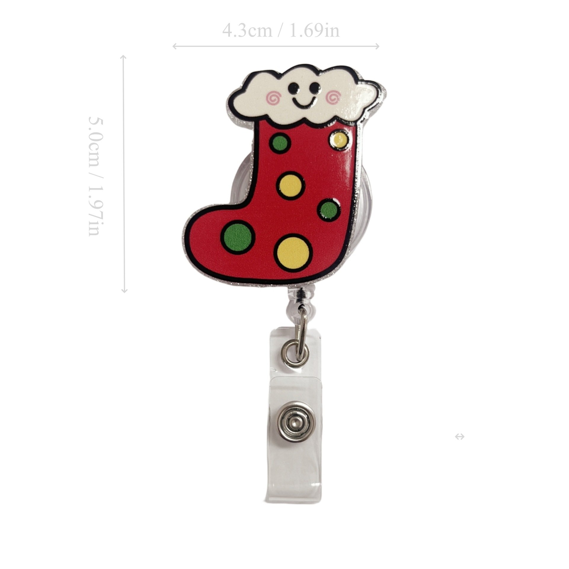 2024 cute new Christmas badge clip with automatic retractable rebound fun chest card and ID clip acrylic DIY easy to pull buckle