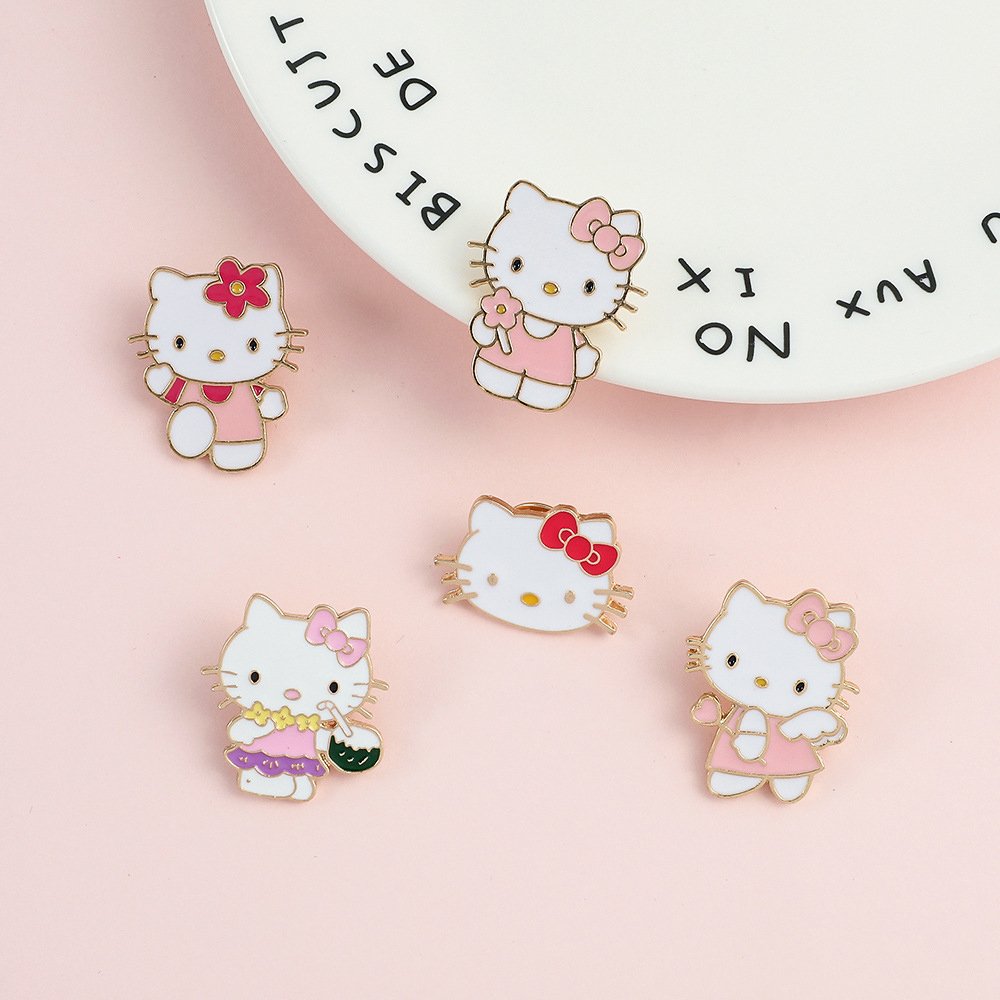 Anime Brooch Pins Kitty Enamel Pins for Backpacks Clothing Jackets Hats Kawaii Cartoon Cat Dog Decoration Gifts