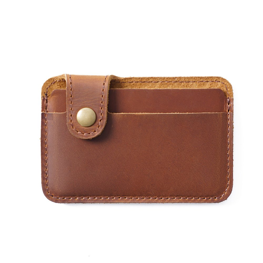 Genuine Leather Luxury Card Holder Pure Handmade Wallets Cards Box Vintage Purse ID Cardholder Badge Holder Credit Card Holder