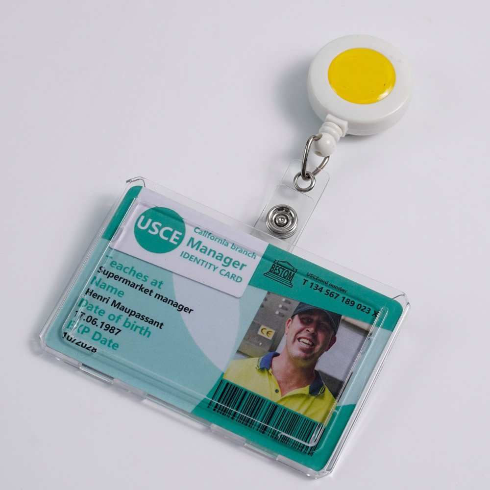 Bestom Premium Card Holder Clear Hard Plastic High quality ID Card Name Badge with Business Card Holders