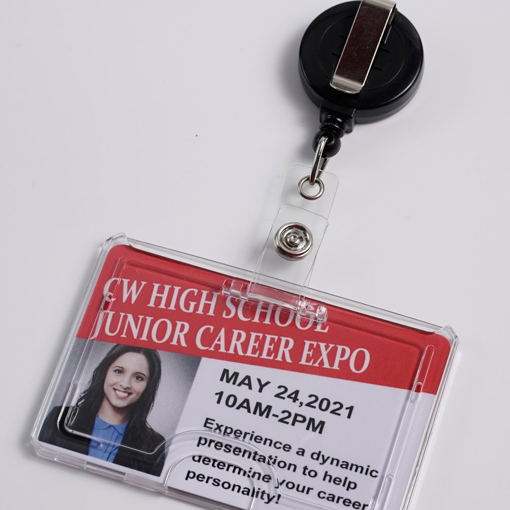 Bestom Premium Card Holder Clear Hard Plastic High quality ID Card Name Badge with Business Card Holders