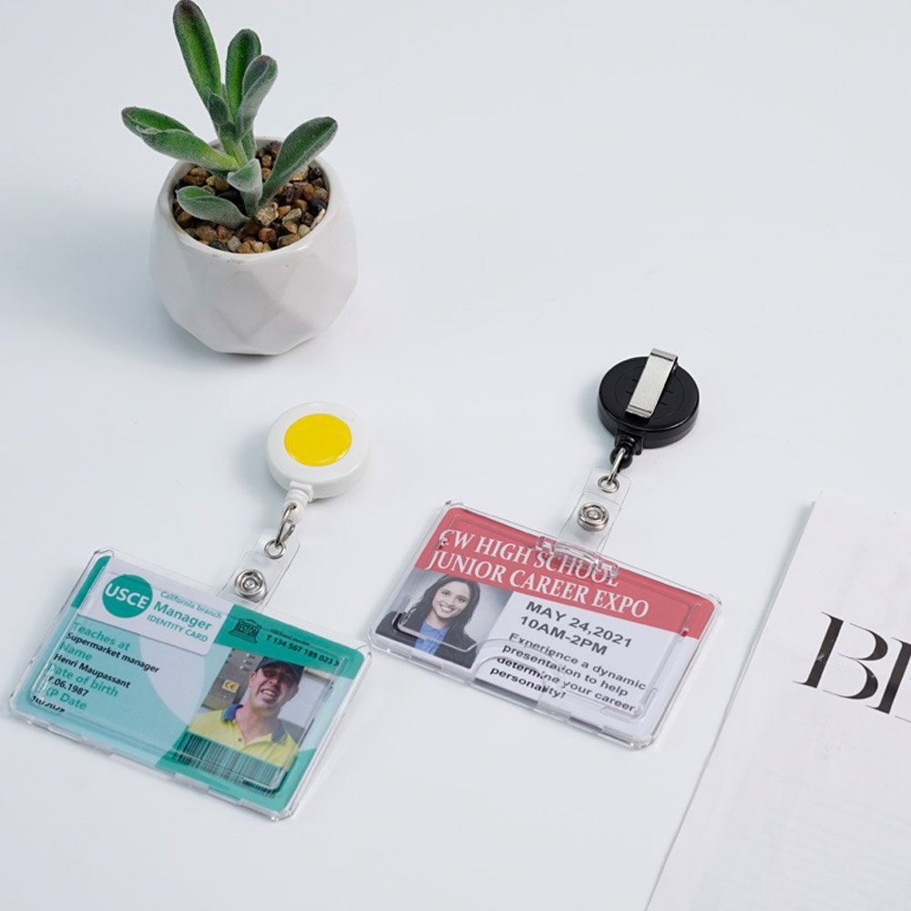 Bestom Premium Card Holder Clear Hard Plastic High quality ID Card Name Badge with Business Card Holders