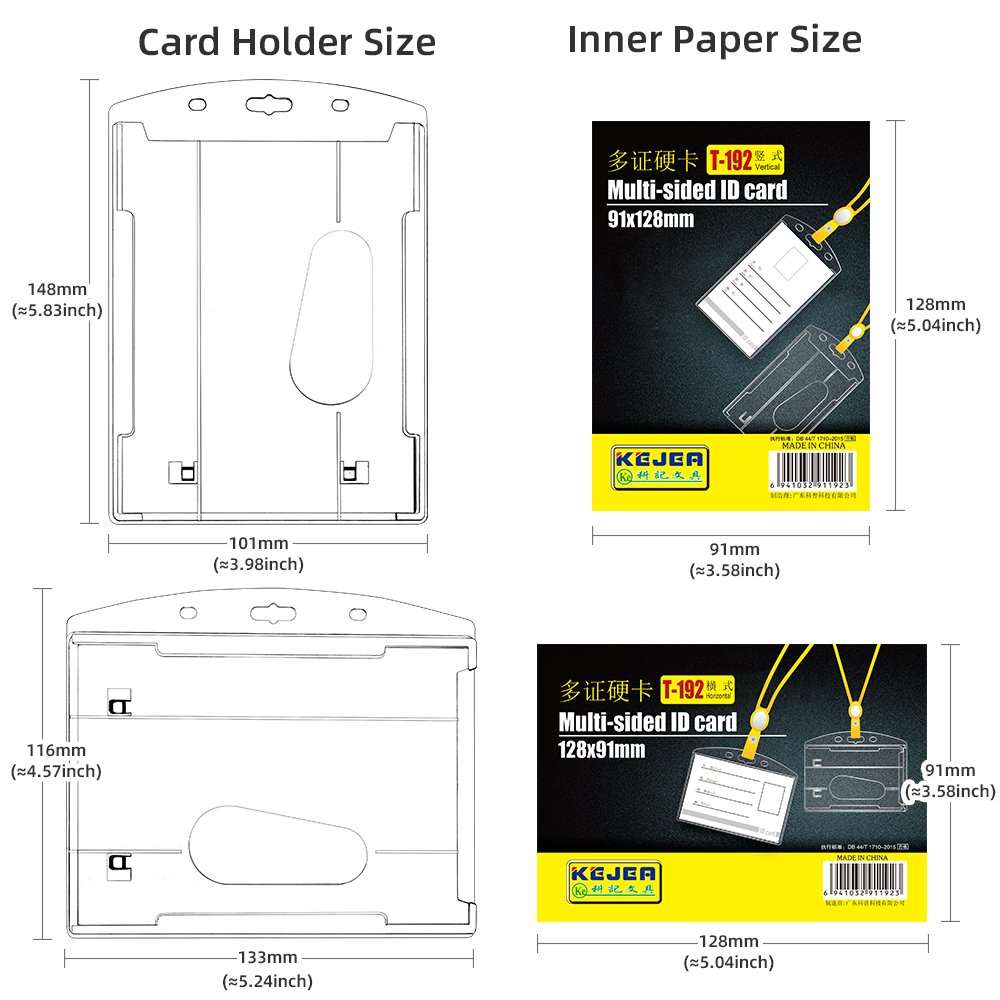 Thumb-Slot Badge Holder Clear ID Card Holder With Easy Access Vertical Plastic Case Hard Card Protector For Office Schools