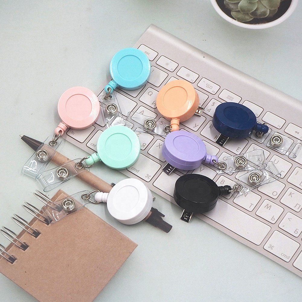 Promotion Display ID Name Card Metal Badge Holder Anti-Lost Clip Office Supply 360 Rotation Retractable Badge Reel