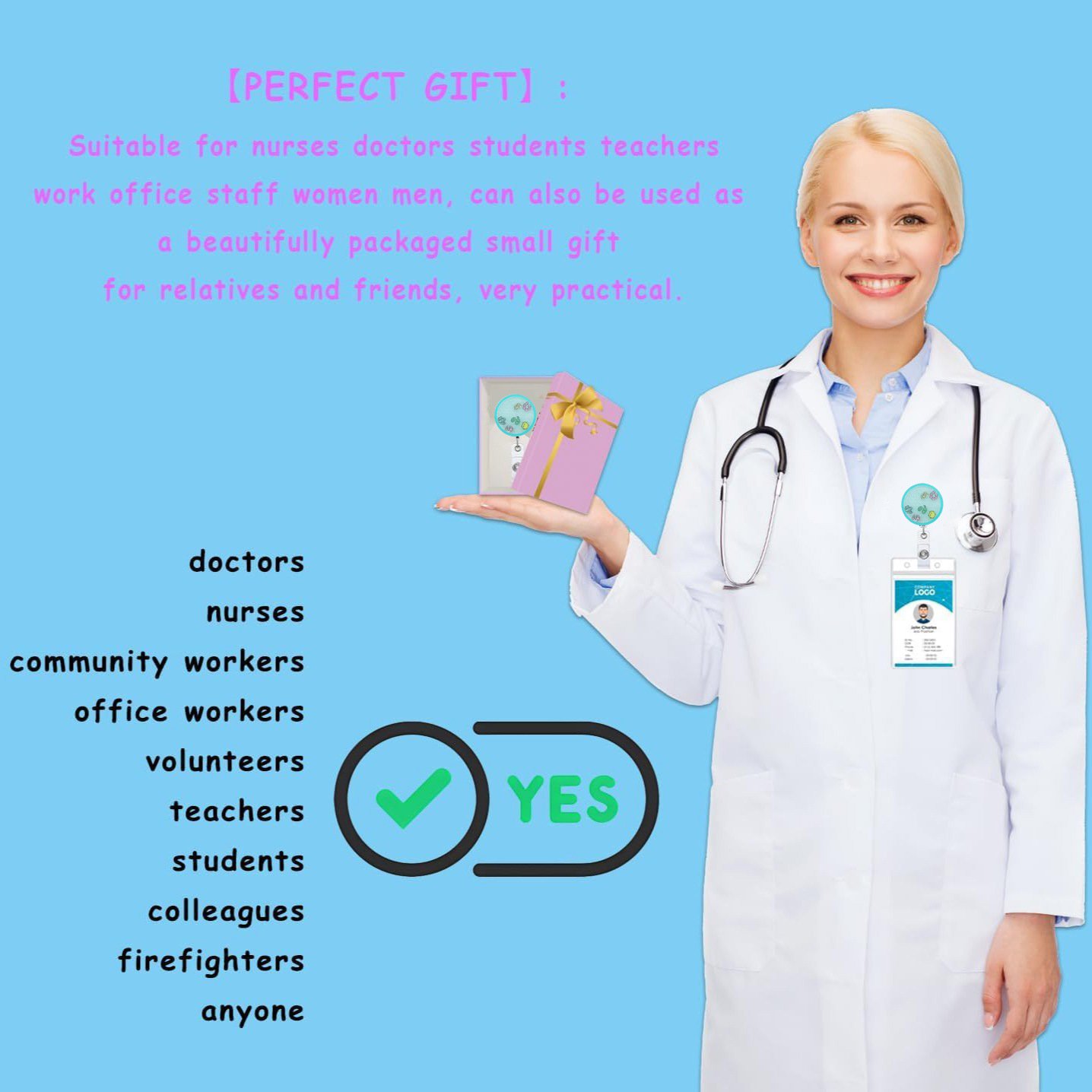 New Design Acrylic Cute Badge Reel ID Nurse Name Badge Holder Acrylic Retractable Badge Reel Holder With Alligator Clip