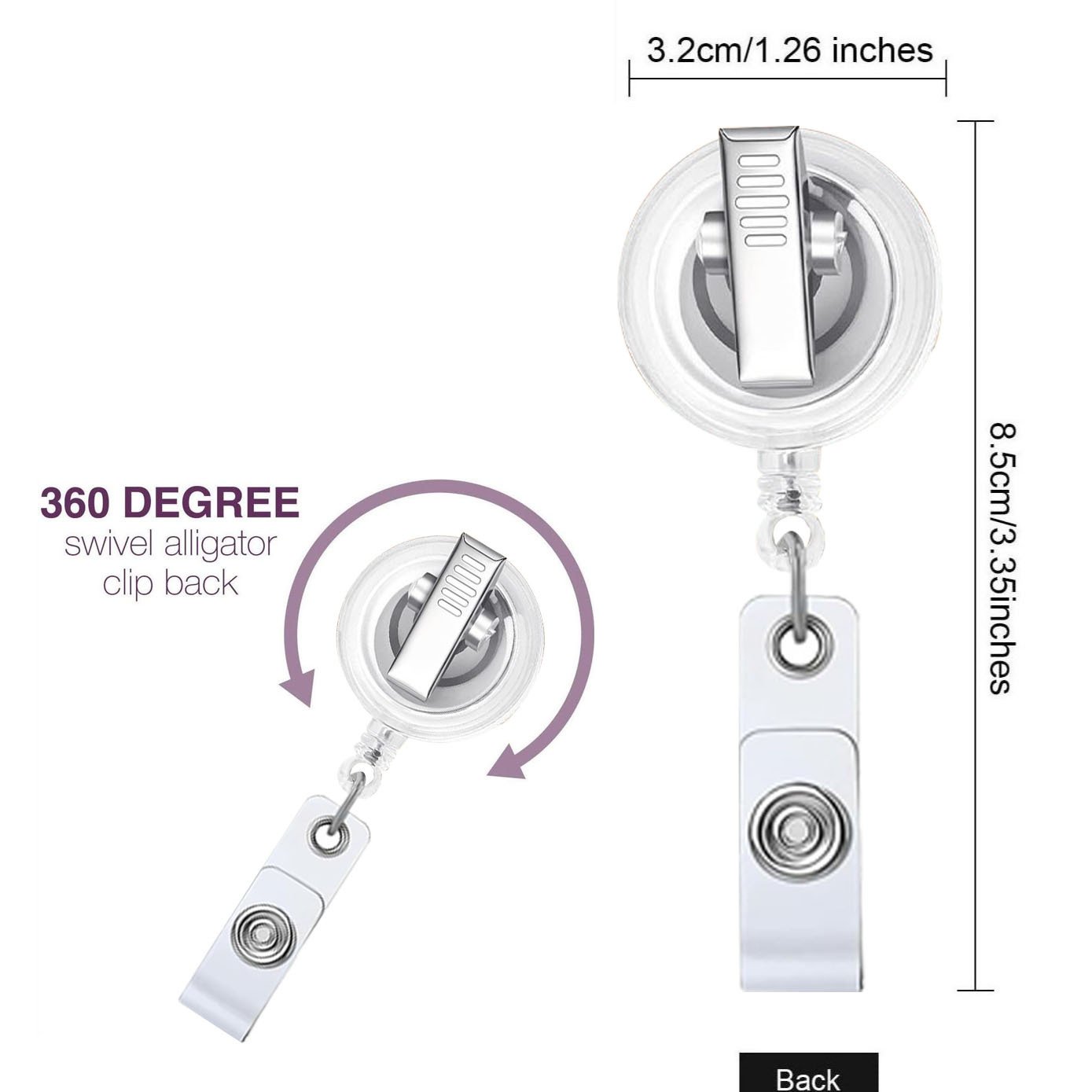 New Design Acrylic Cute Badge Reel ID Nurse Name Badge Holder Acrylic Retractable Badge Reel Holder With Alligator Clip