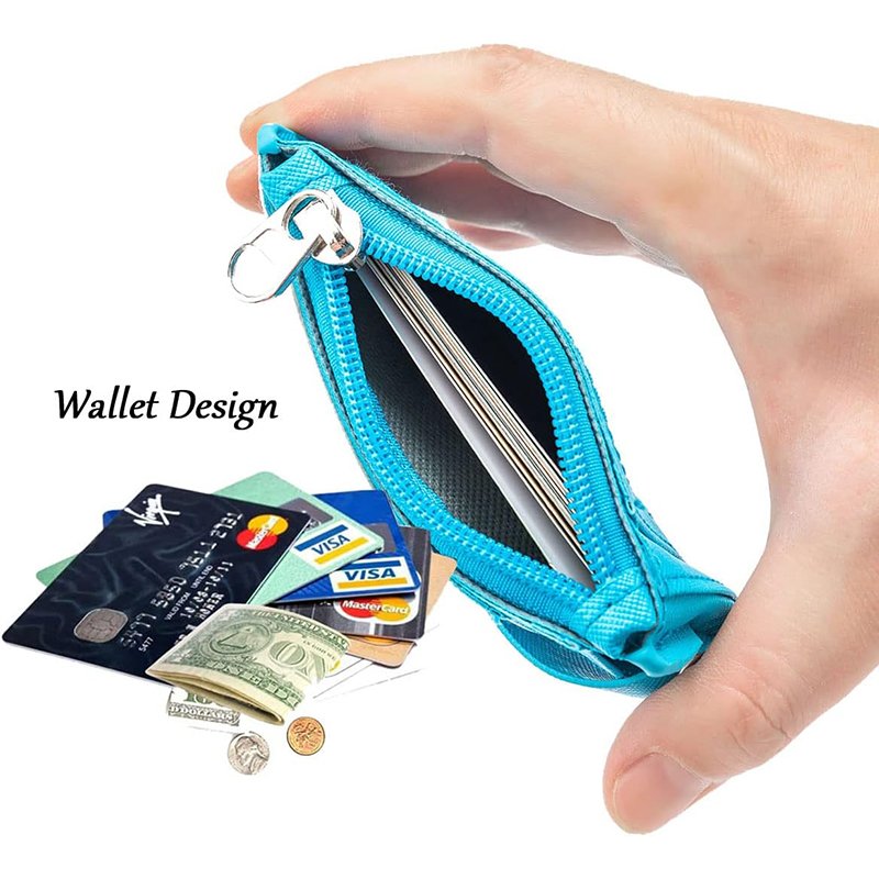 2-Sided 5 Card Slots Zippered Pocket Lanyard Keychain Anime Stitch PU Leather Wallet ID Card Badge Holder