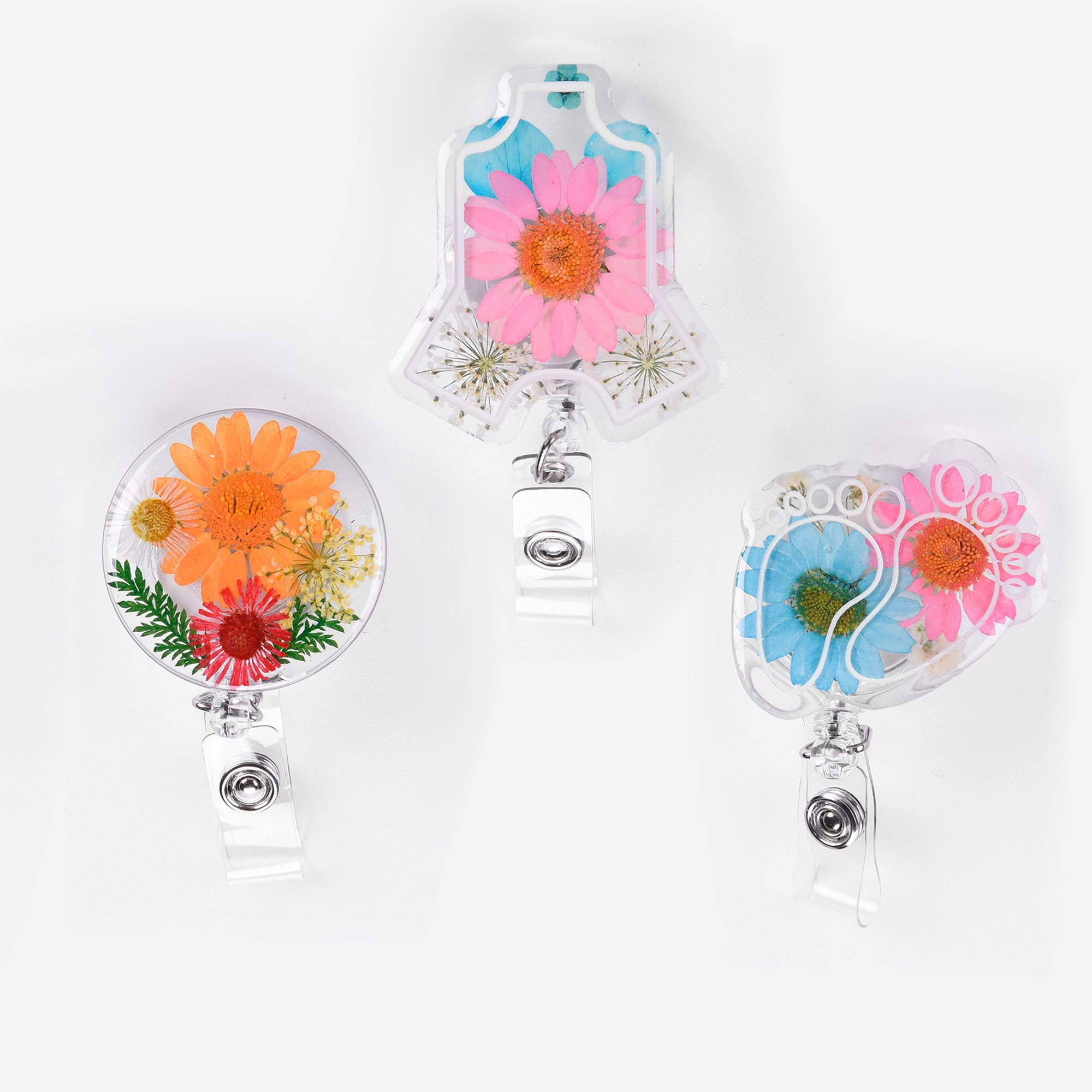 Factory Outlet Dried Flower Medical Badge Reel Resin Badge Reel with Welcome Gifts Usage Scenes
