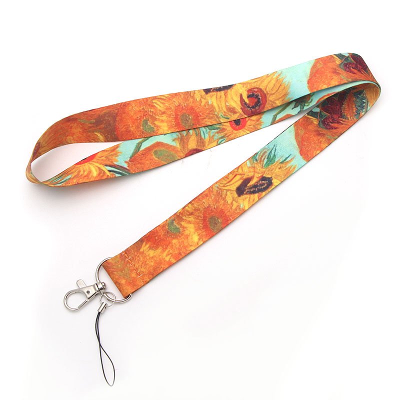 5 styles painting starry night sunflowers lanyard for Key Phones Keychains ID Name Tag Badge Holders