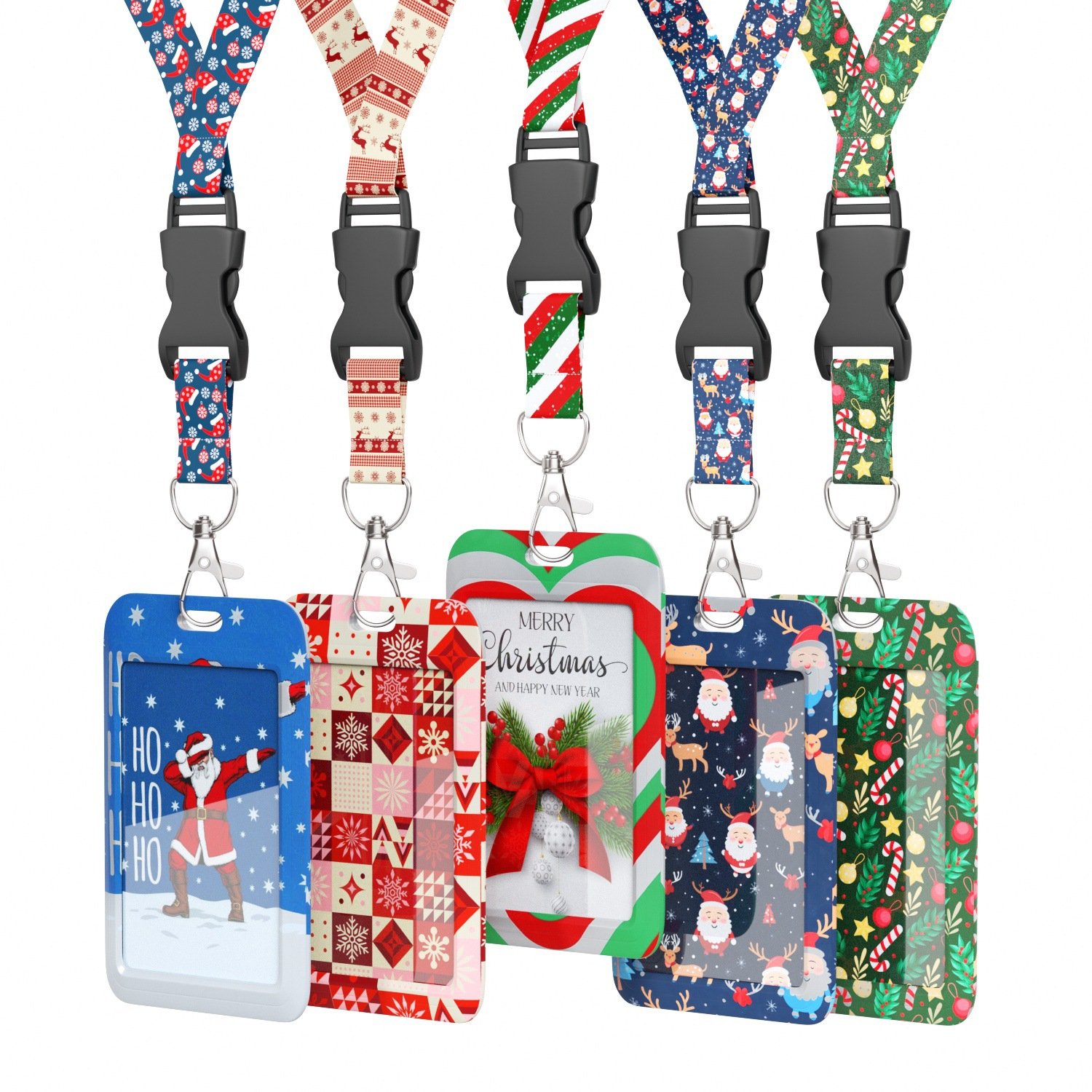 2024 Christmas Series Card Holder Customizable Bus Student Meal & ID Card Holder UV Printed Chest Plastic Cardholder