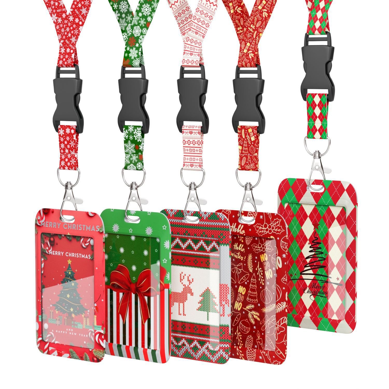 2024 Christmas Series Card Holder Customizable Bus Student Meal & ID Card Holder UV Printed Chest Plastic Cardholder