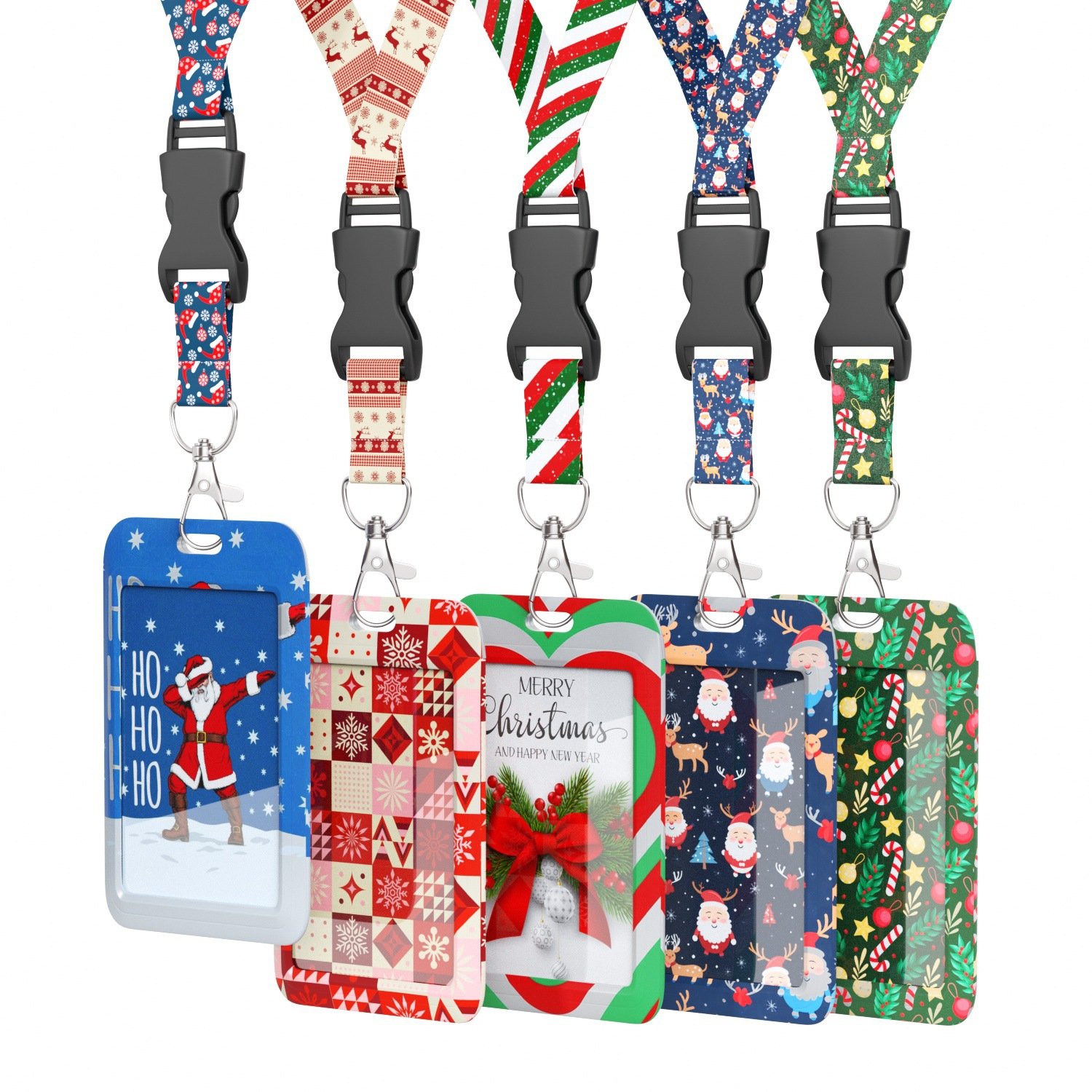 2024 Christmas Series Card Holder Customizable Bus Student Meal & ID Card Holder UV Printed Chest Plastic Cardholder