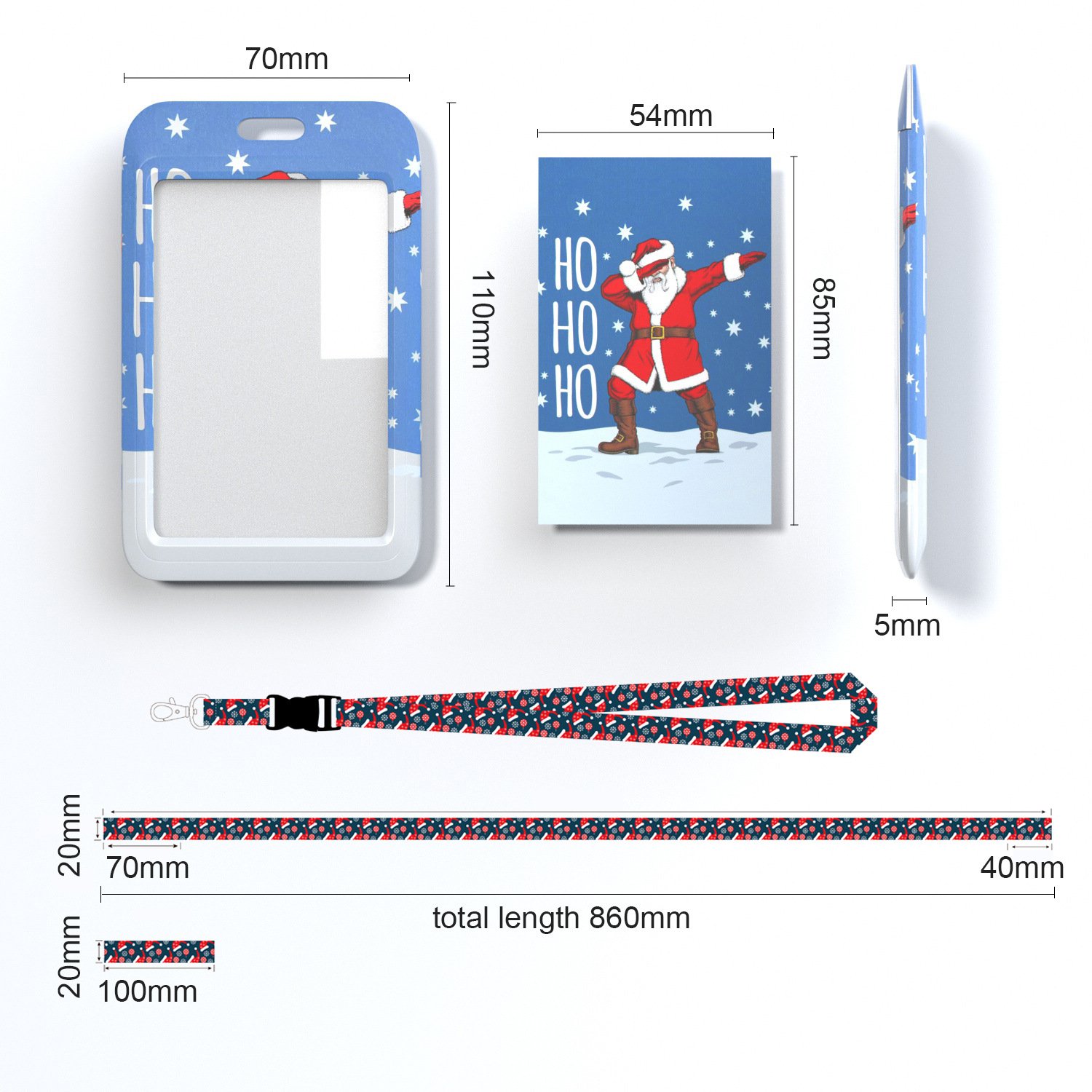 2024 Christmas Series Card Holder Customizable Bus Student Meal & ID Card Holder UV Printed Chest Plastic Cardholder