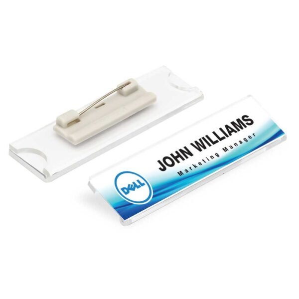 Customised/Personalised White Engraved Acrylic Pinback Name Badge