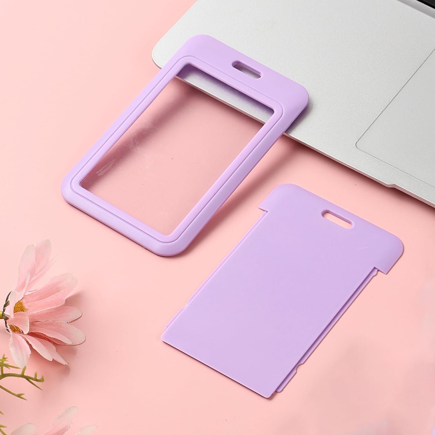Durable Assorted Colors Hard plastic ID Card Holder Name Tag Badge Holder