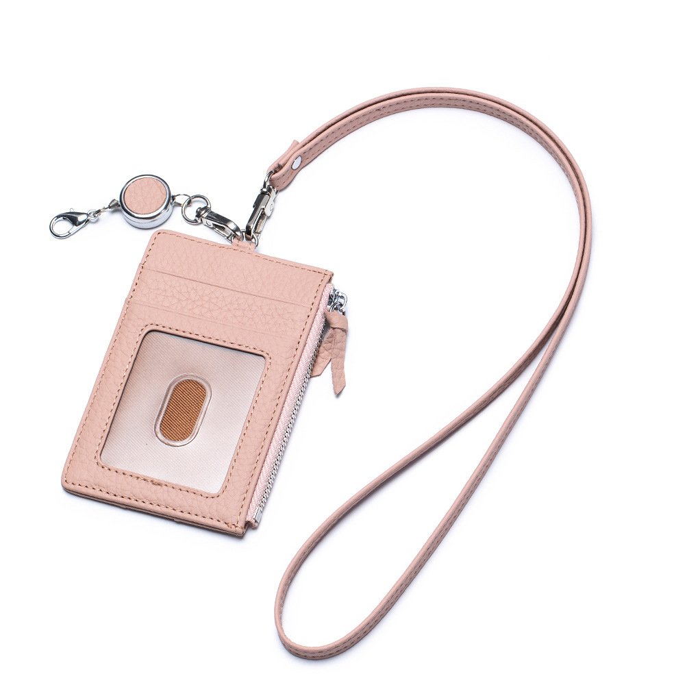 Custom wholesale high quality personalized pu leather lanyard card holder for men women