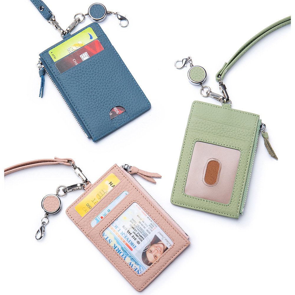 Custom wholesale high quality personalized pu leather lanyard card holder for men women