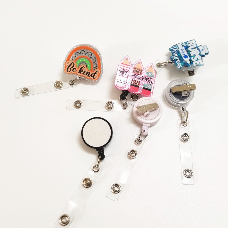 Glitter Wholesale Acrylic Nurse Accessories Nurse Badge Reel Clips Cute Badge Reel for Men Women no Badge Reel holder