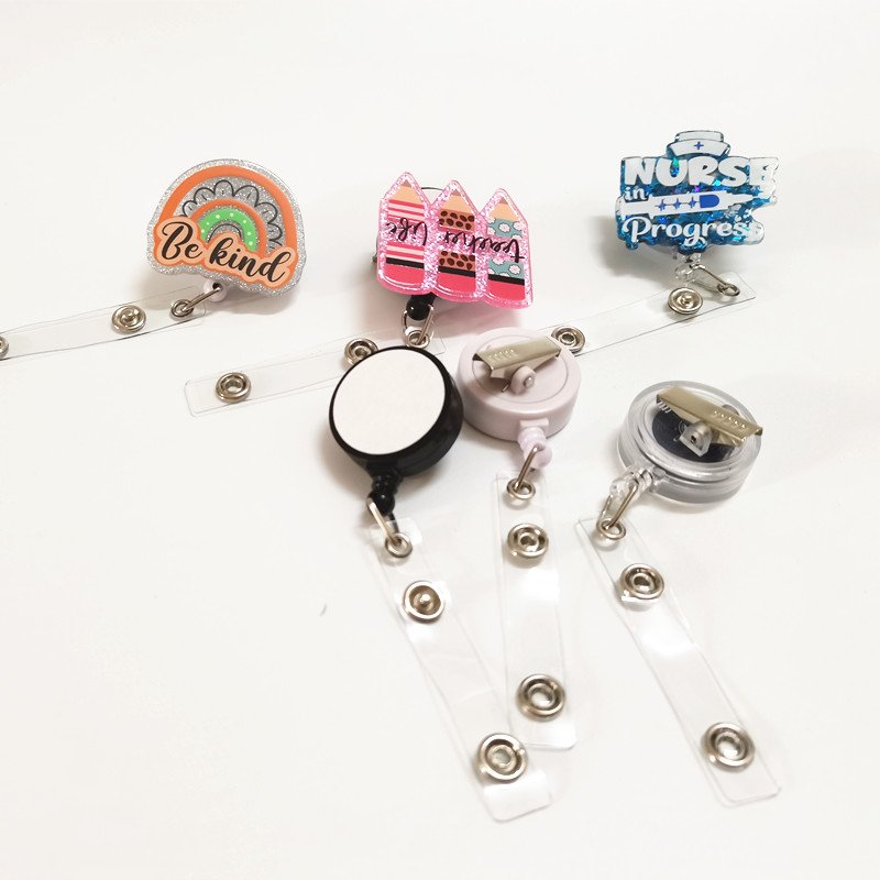 Glitter Wholesale Acrylic Nurse Accessories Nurse Badge Reel Clips Cute Badge Reel for Men Women no Badge Reel holder
