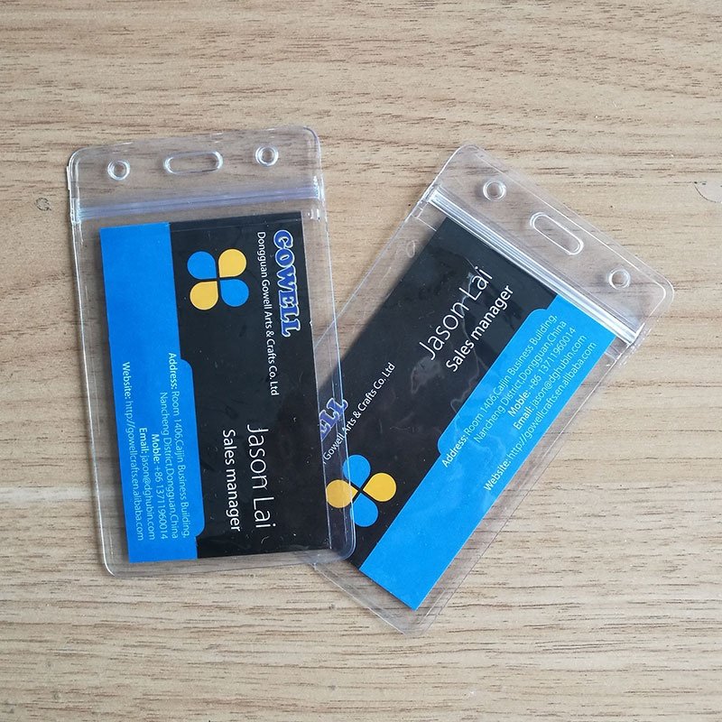 Clear soft PVC card holder vertical id name tags badge holder