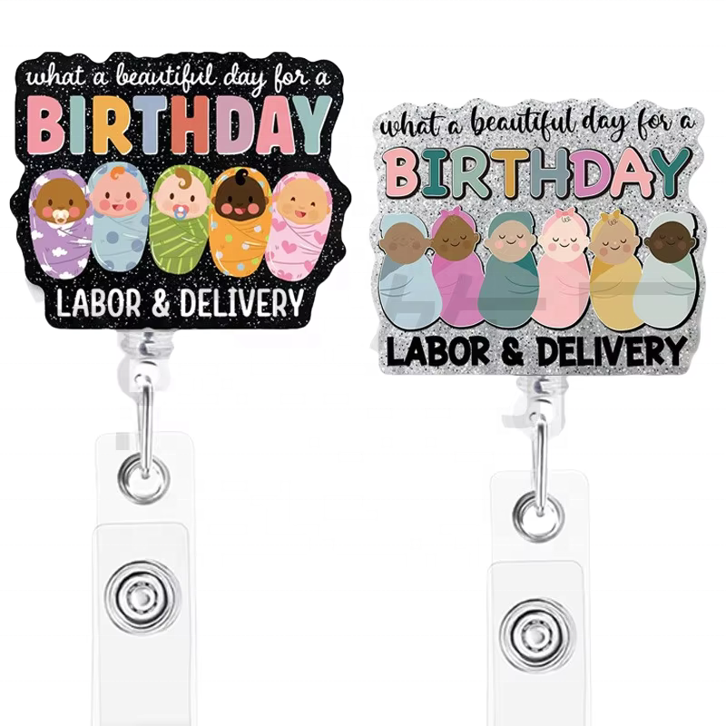New Medical Style Glitter Plastic Acrylic Medicine Bottle Dentist Pediatric Nurse Badge Reel