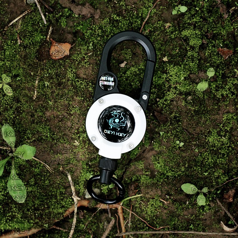 Multifunctional Heavy-Duty Stainless Steel Metal Retractable Buckle Easy-Pull D-Hook Badge Reel Compass Mountain Keychain