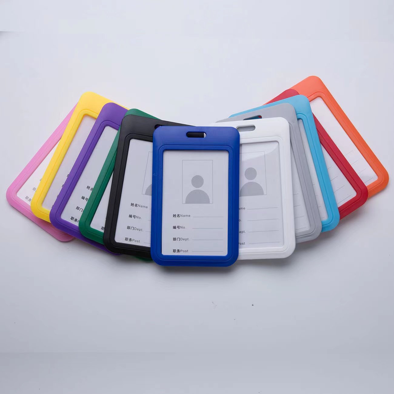Vertical slide hard plastic badge bus card set cheap student campus card holder one-sided transparent work card cover