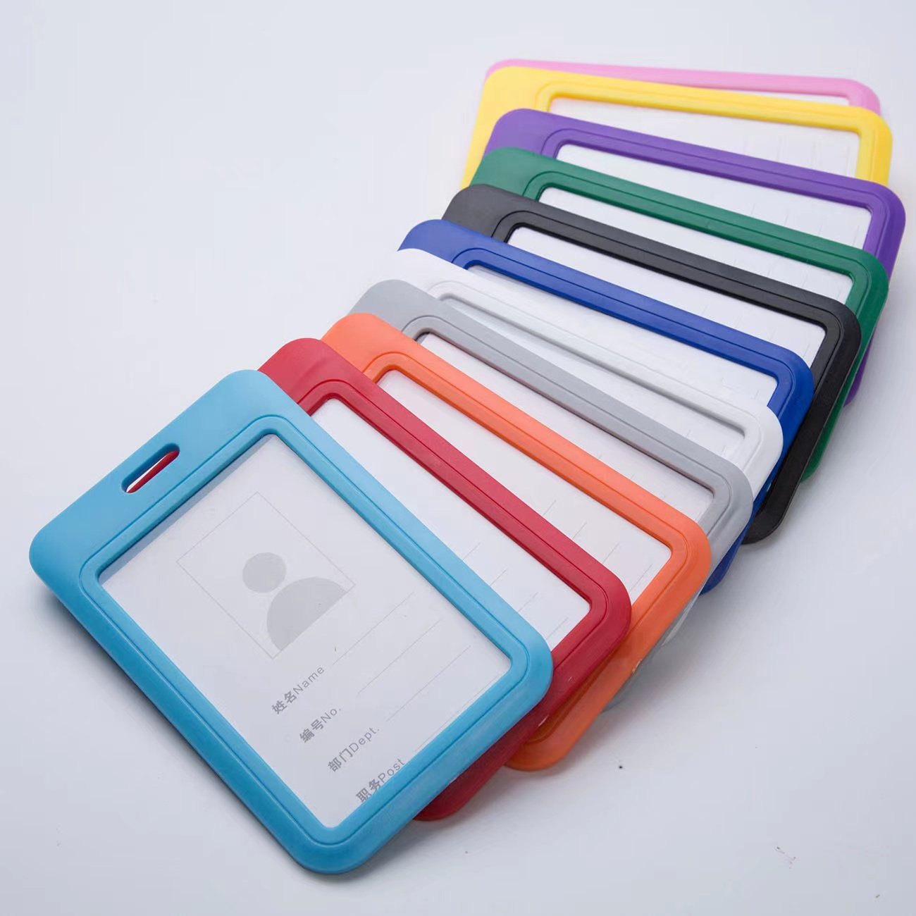Vertical slide hard plastic badge bus card set cheap student campus card holder one-sided transparent work card cover