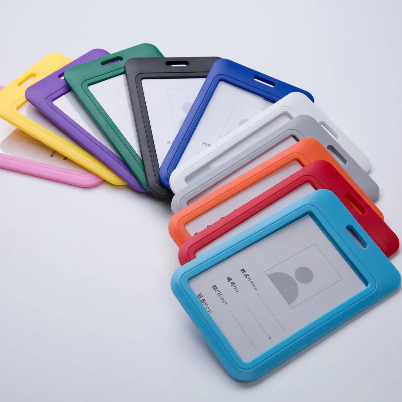 Vertical slide hard plastic badge bus card set cheap student campus card holder one-sided transparent work card cover