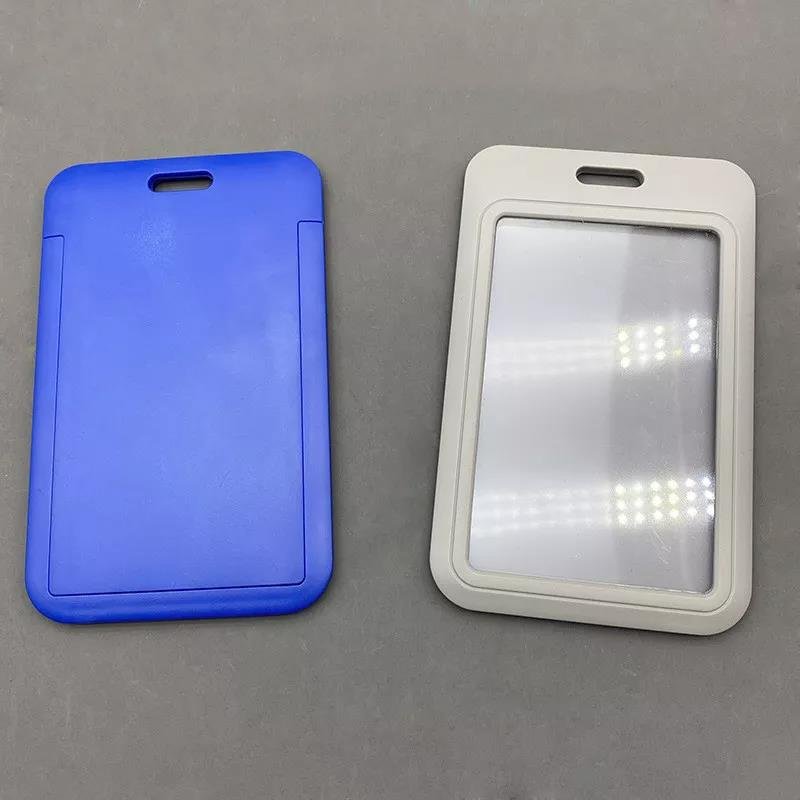 Vertical slide hard plastic badge bus card set cheap student campus card holder one-sided transparent work card cover
