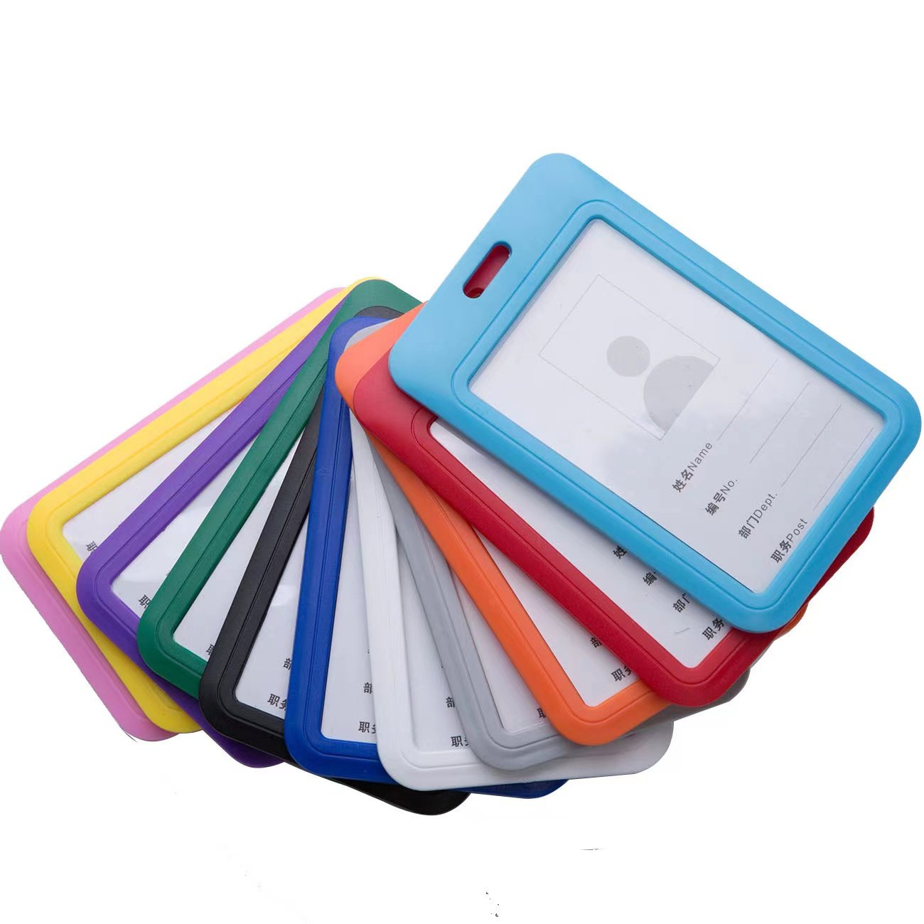 Vertical slide hard plastic badge bus card set cheap student campus card holder one-sided transparent work card cover