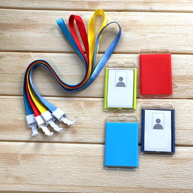 customized content gold pink aluminum alloy hard double sided transparent office work business ID card badge name tag holder set