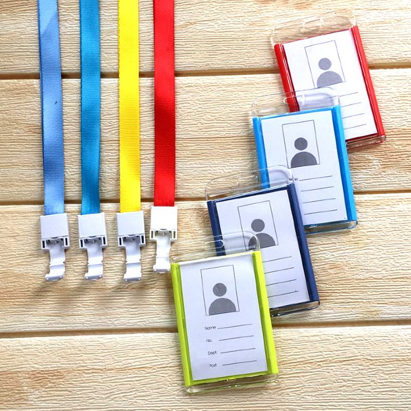 customized content gold pink aluminum alloy hard double sided transparent office work business ID card badge name tag holder set