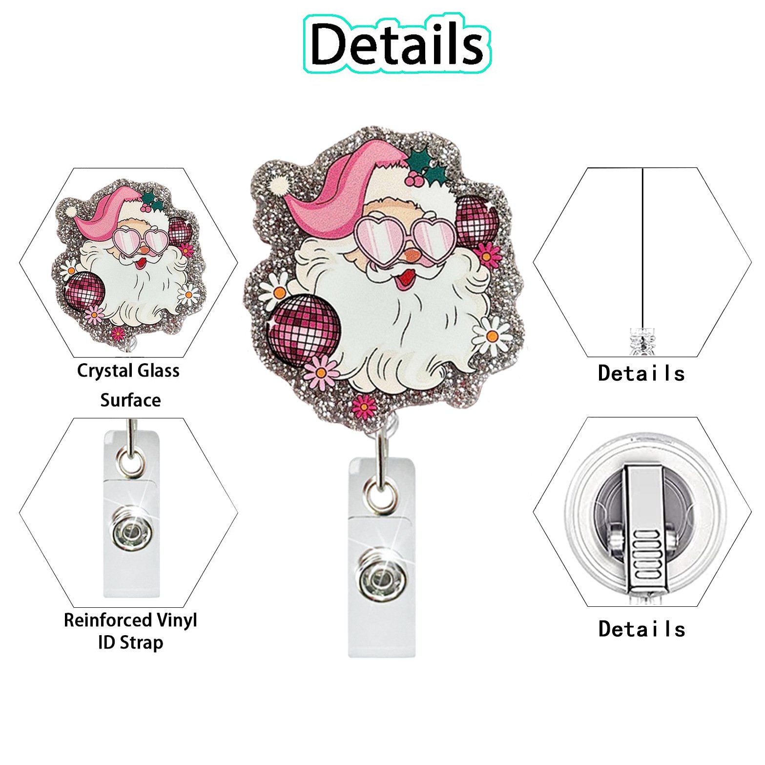 Christmas Sugar Cookies Acrylic Nurse ID Badge Reel Retractable Badge Holder with 360° Rotatable Back Clip Nurse Christmas Gift