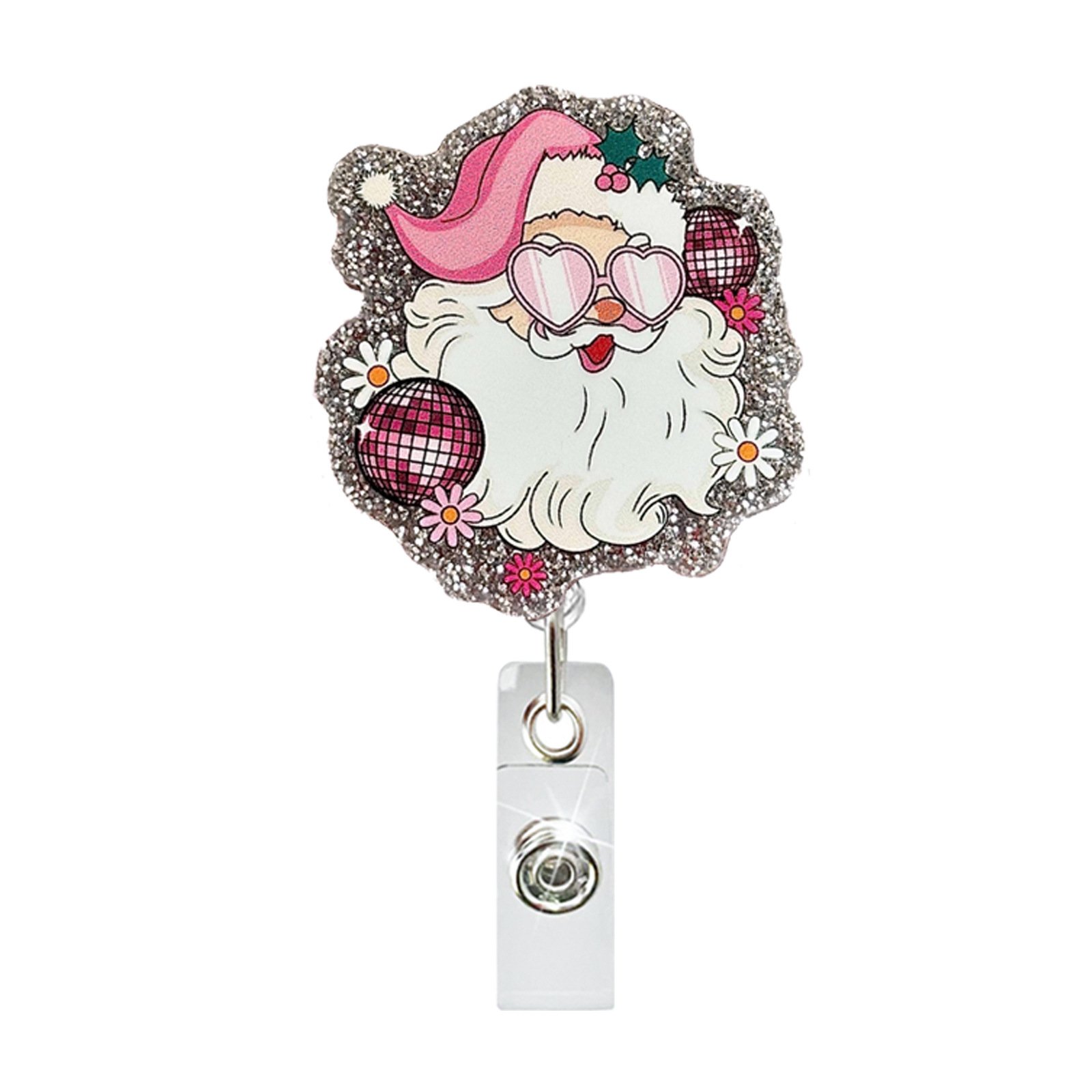 Christmas Sugar Cookies Acrylic Nurse ID Badge Reel Retractable Badge Holder with 360° Rotatable Back Clip Nurse Christmas Gift