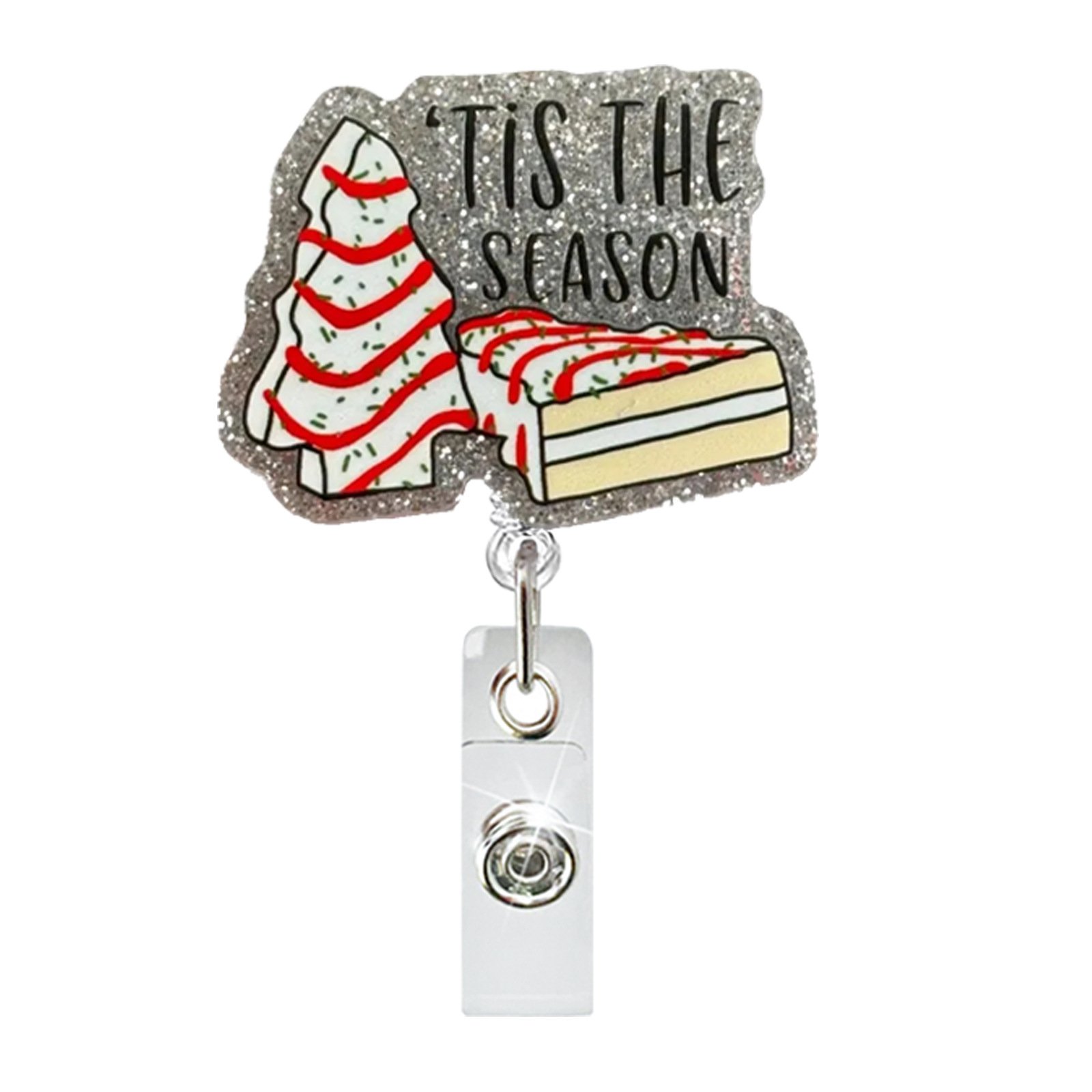 Christmas Sugar Cookies Acrylic Nurse ID Badge Reel Retractable Badge Holder with 360° Rotatable Back Clip Nurse Christmas Gift