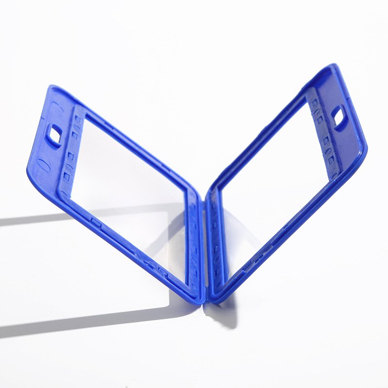 Custom PP Plastic Durable Horizontal Red Color ID Card Holder Work Card Badge Holder With Lanyard