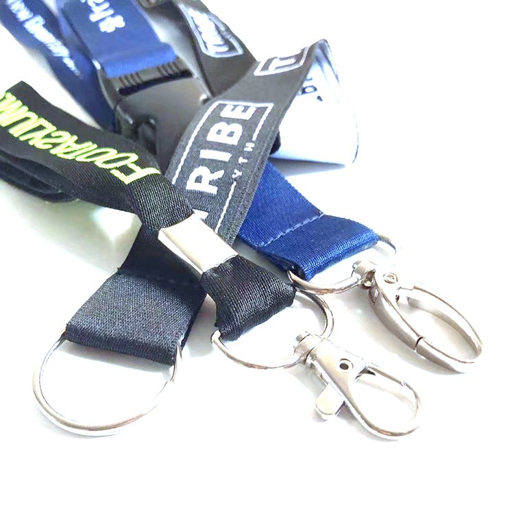 Custom personalized durable embroidered breakaway woven fabric lanyard with id card badge holder for exhibition event