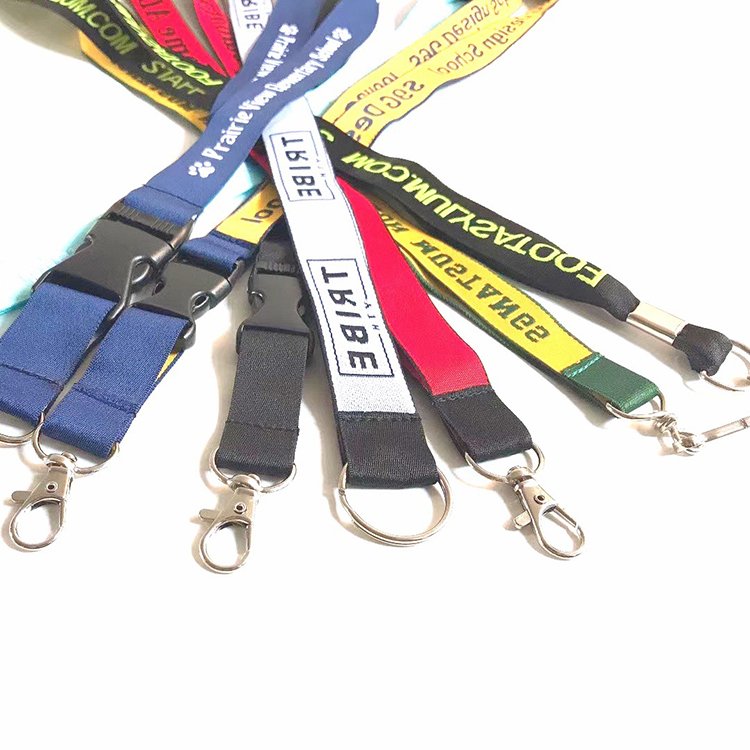 Custom personalized durable embroidered breakaway woven fabric lanyard with id card badge holder for exhibition event