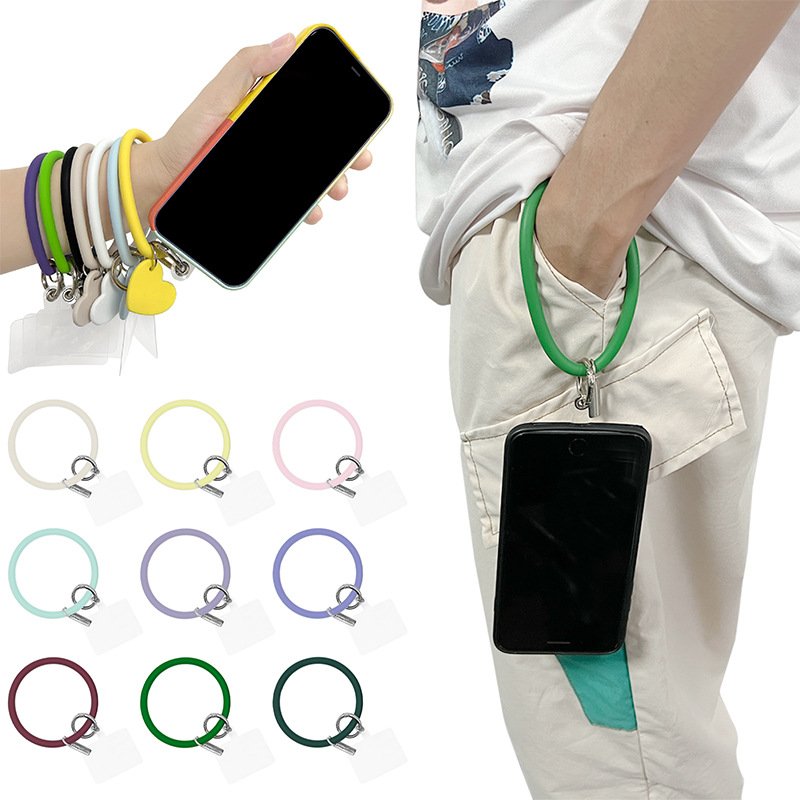 Popular circle new Trending Cell Phone Holder Silicone Circle Round Wristband Rings Lanyard Mobile Phone Accessories Holder