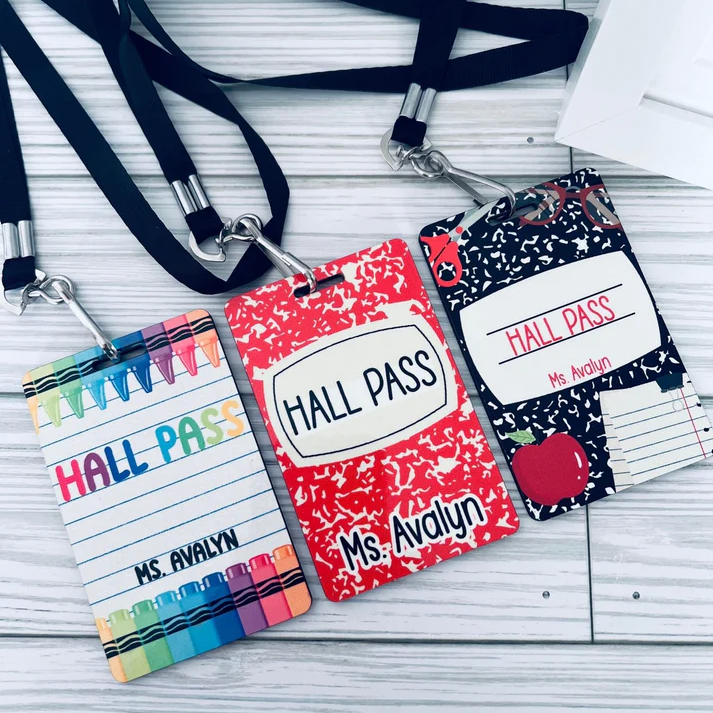 Sublimation MDF Badge Blank Hall Pass Lanyards Suitable For Large Activity Customized and School Passes Library Office