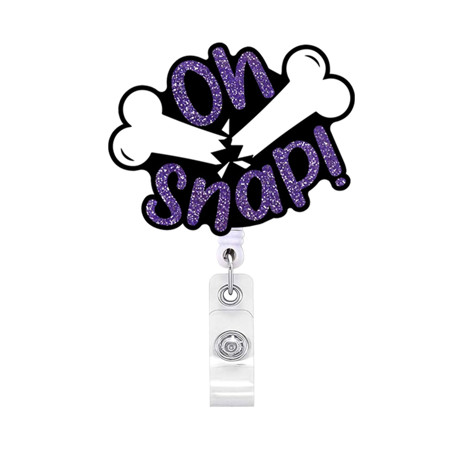 Glitter Acrylic Halloween Ghost Medical ID Holder Work Pass retractable clip Badge Scroll
