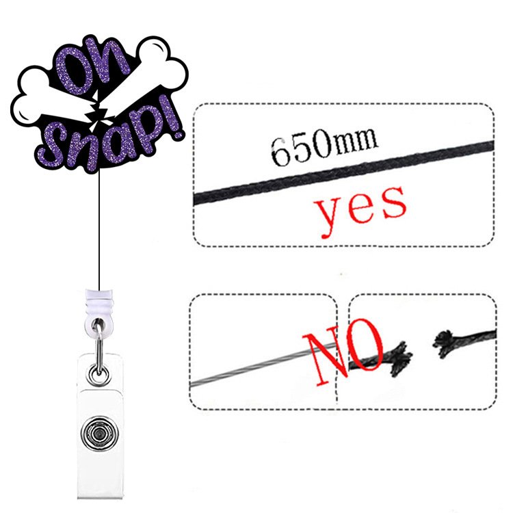 Glitter Acrylic Halloween Ghost Medical ID Holder Work Pass retractable clip Badge Scroll