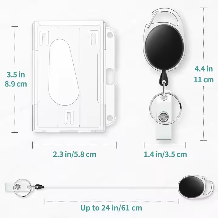 Retractable Keychain ID Card Badge Holder With Reel Clips Anti Lost Hook Buckle Nylon Cord Wire Carabiner Clip Badge Key Reel