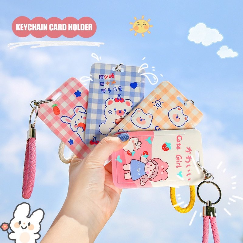 Hot sale cute cartoon student id card badge holder id card holder plastic id holder with lanyard
