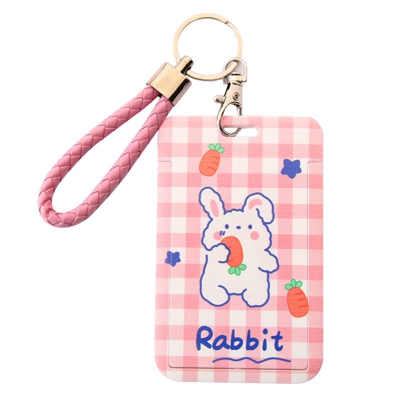 Hot sale cute cartoon student id card badge holder id card holder plastic id holder with lanyard