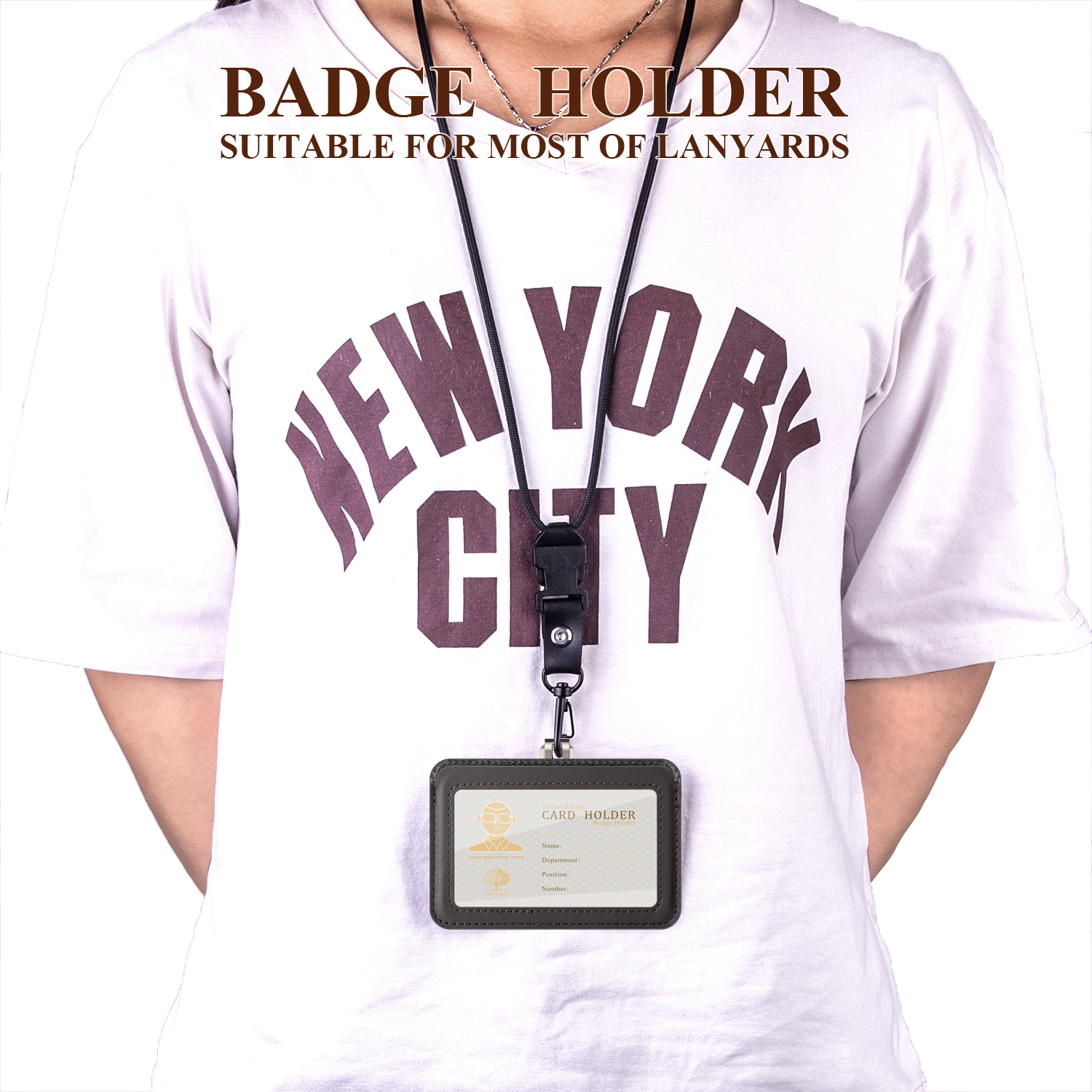 Fancy ID Badge Holder Vaccine Card Holder Leather Credit Card Holders