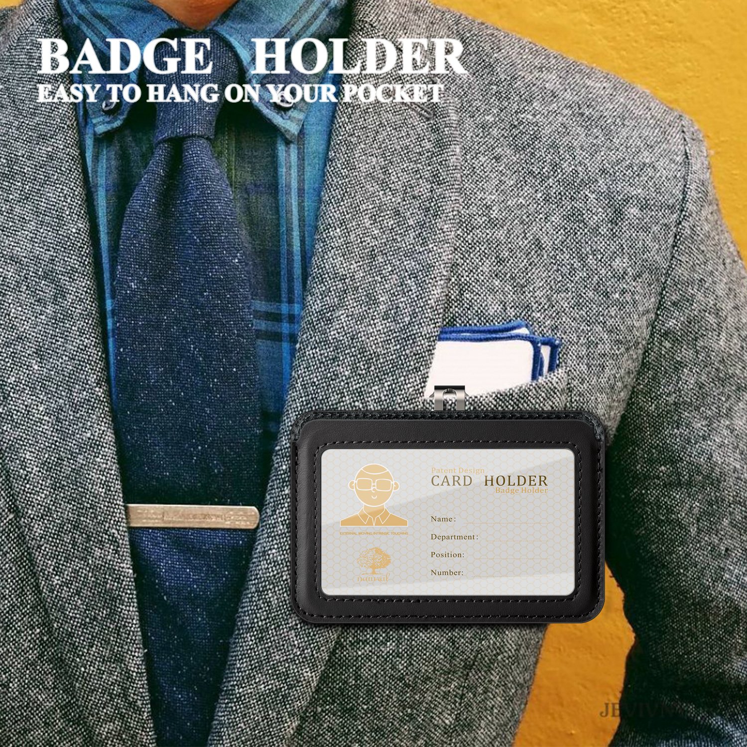 Fancy ID Badge Holder Vaccine Card Holder Leather Credit Card Holders